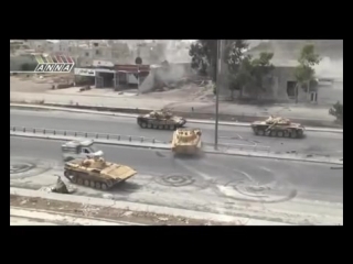 interaction of infantry fighting vehicles and t-72 during the landing syria