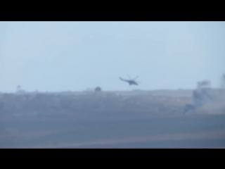 08 10 2015 syria. russian mi-24 helicopters fired at isis terrorists